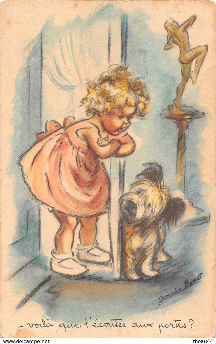 ¤¤   -   ILLUSTRATEUR   " Germaine BOURET "  -  Petite Fille Avec Son Chien        -  ¤¤ - Bouret, Germaine