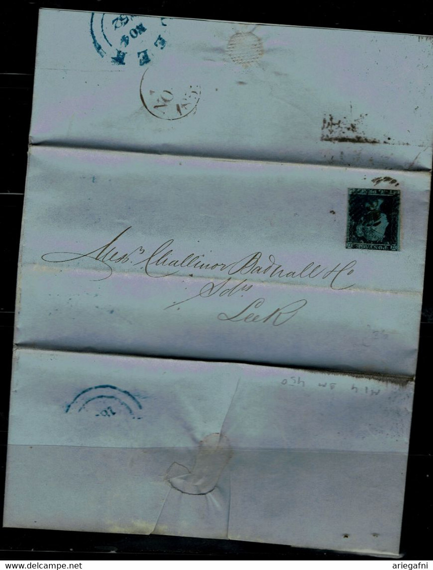 GREAT BRITAIN 1852 TWO PENNY BLAU COVER SENT IN 1852 MI No 4 VF!! - Covers & Documents