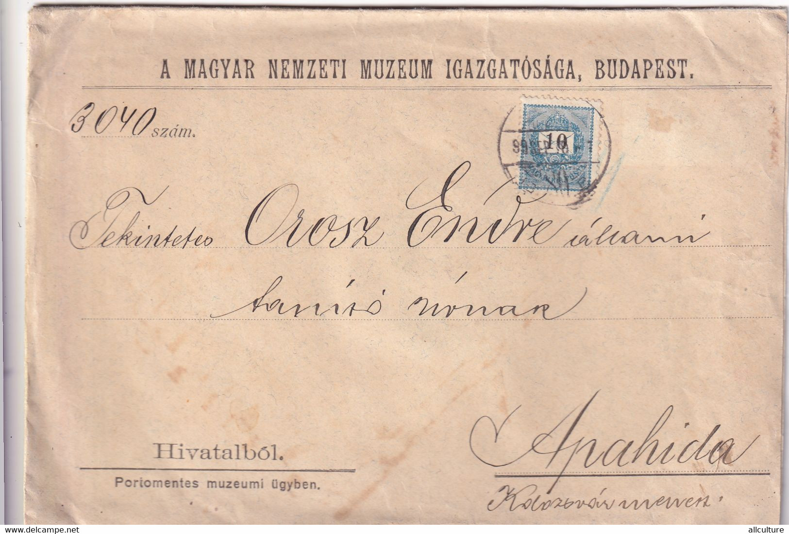 A8725 - MAGYAR NEMZETI MUSEUM IGAZGATOSAGA BUDAPEST  VINTAGE SEAL 1899 - Brieven En Documenten