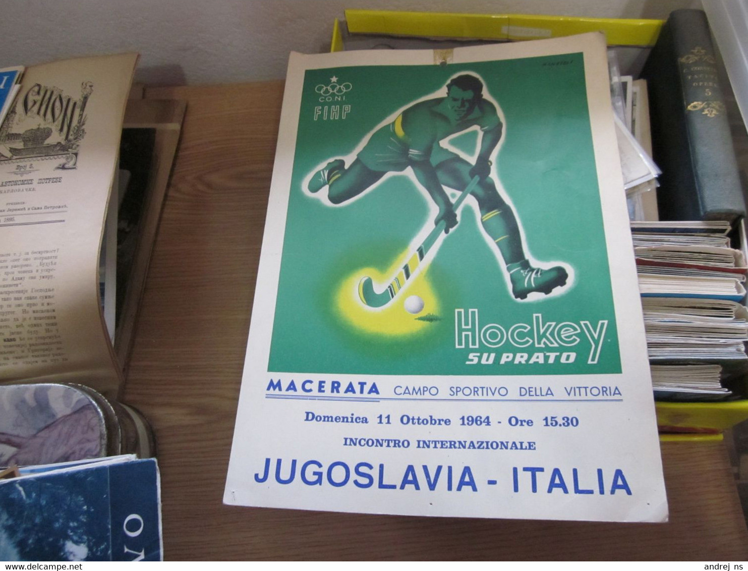 CONI FIHP Hockey Su Prato Macerata Incontro Internazionale Jugoslavija Italia 1964  Mancioli Stamps Marca Da Bollo Lire - Altri & Non Classificati