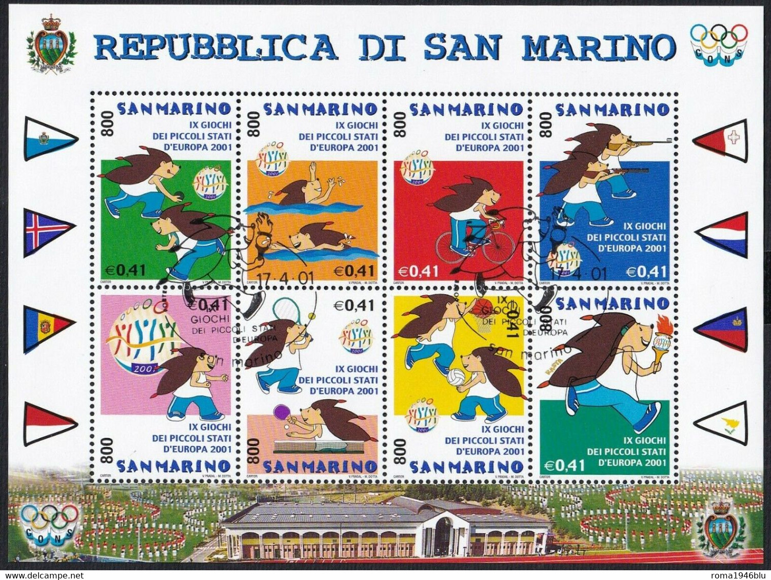 SAN MARINO 2001  9 GIOCHI DEI PICCOLI STATI D'EUROPA FOGLIETTO **  MNH - Blocs-feuillets