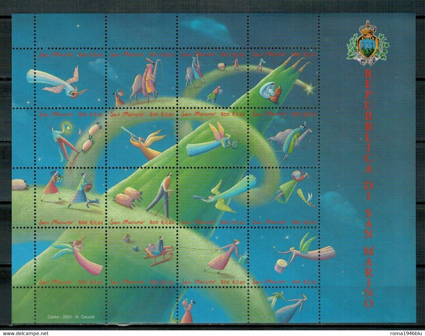 SAN MARINO 2001 NATALE FOGLIETTO **  MNH - Blokken & Velletjes