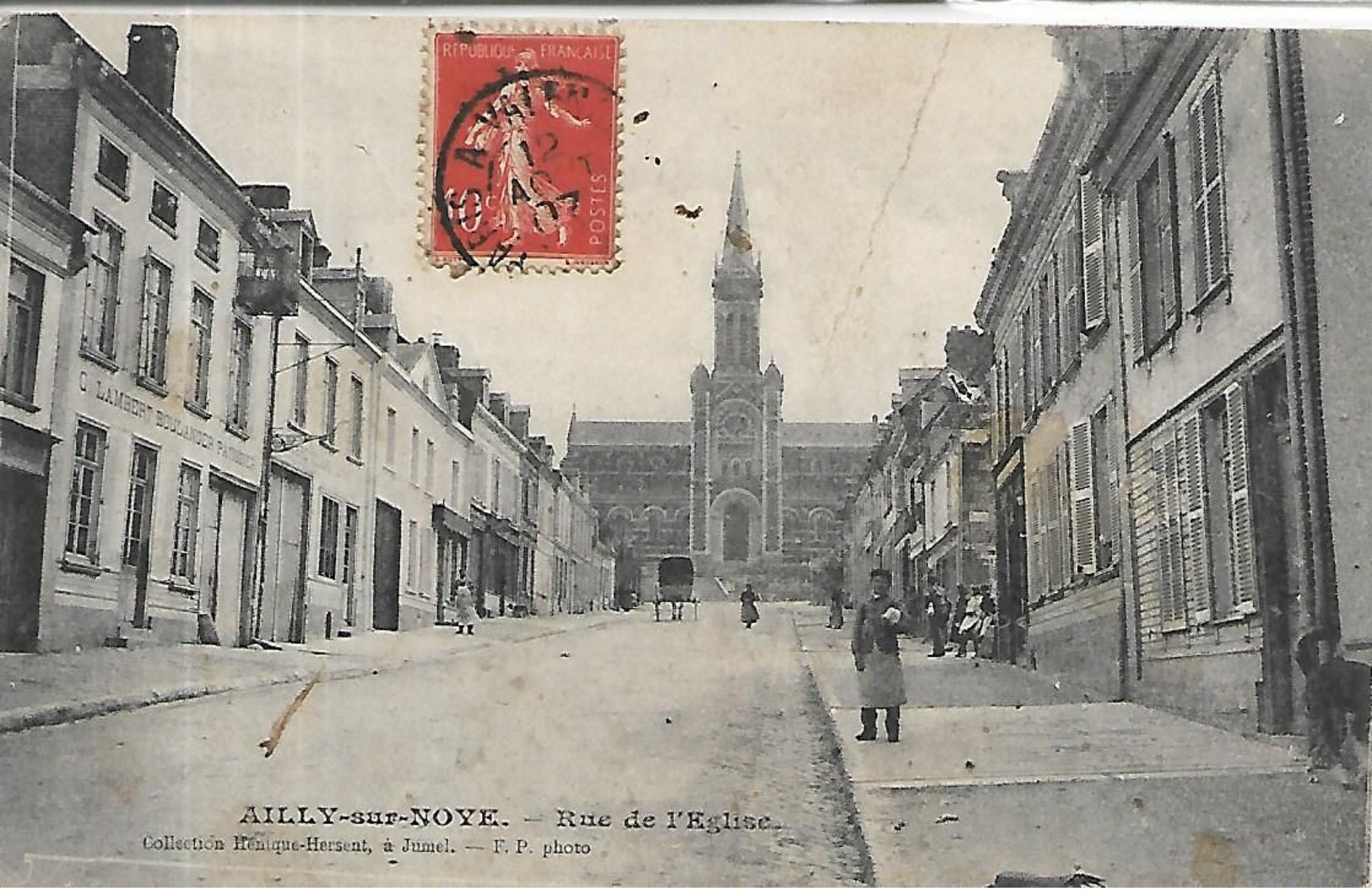 80, Somme, AILLY-sur-NOYE,  Rue De L'Eglise, Personnages,  Scan Recto-Verso - Ailly Sur Noye