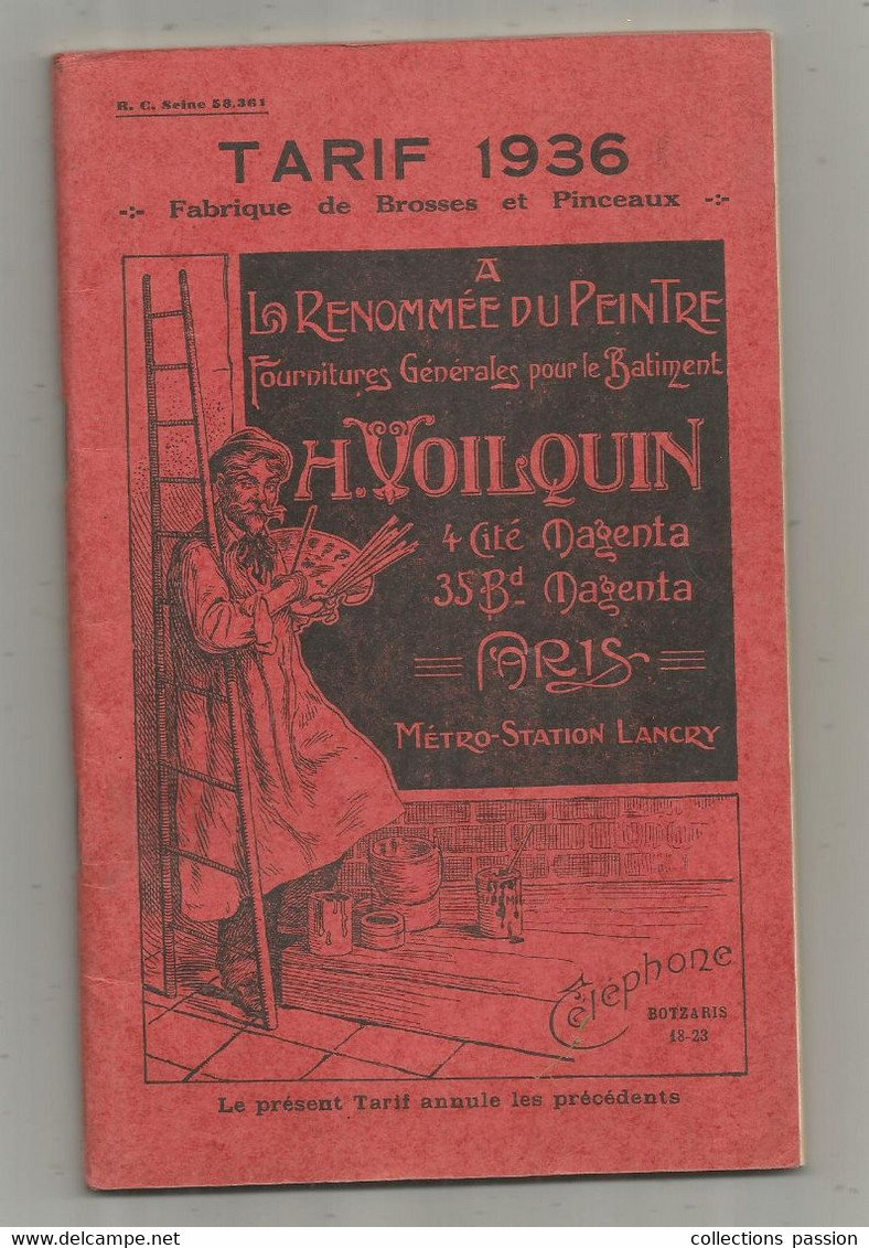Publicité , H. VOILQUIN , Paris , Fabrique De Brosses Et Pinceaux , 1936, 68 PAGES , 5 Scans , Frais Fr 3.95 E - Advertising
