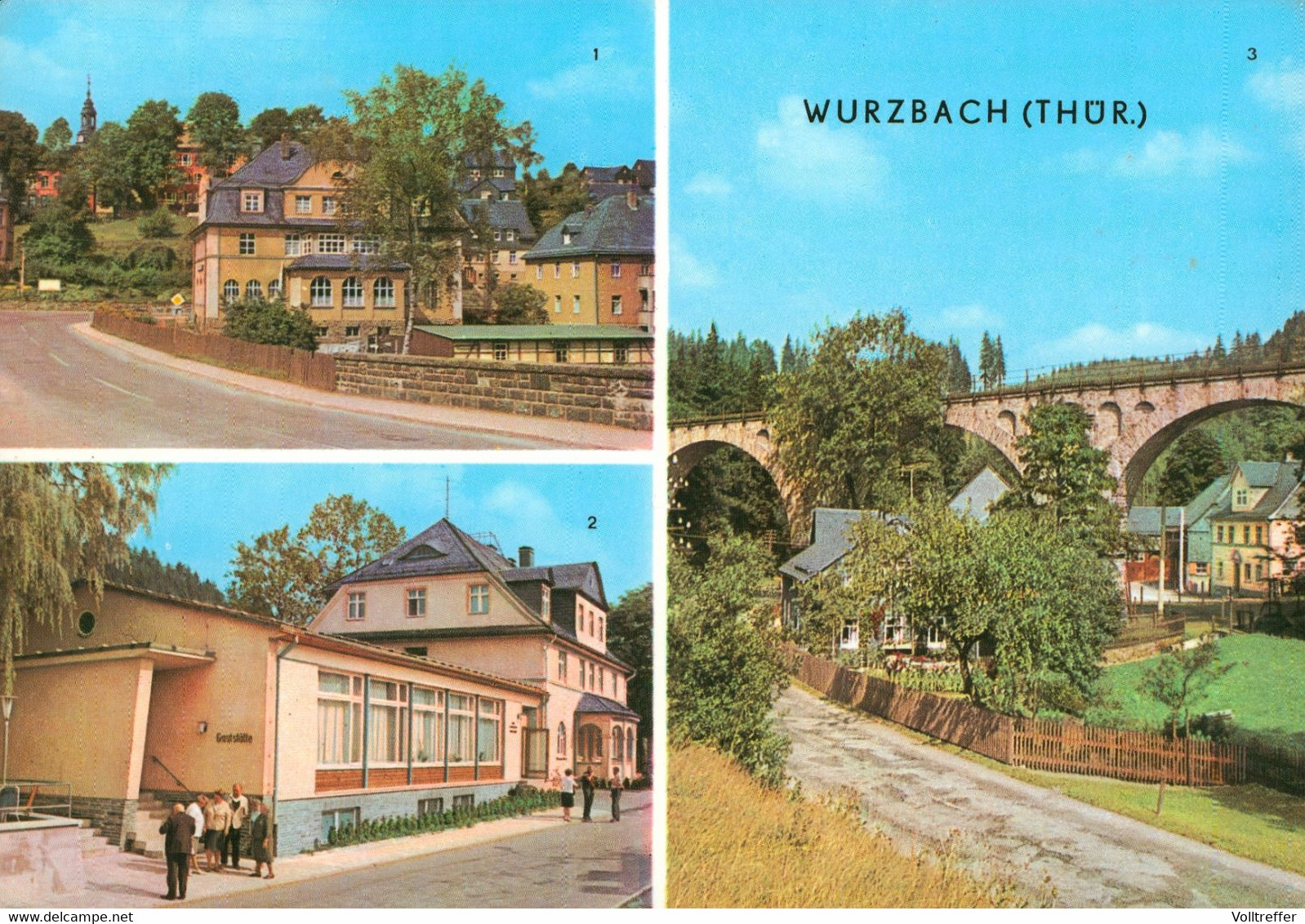 DDR Mehrbild AK Um 1974 Wurzbach, Rathaus, Viadukt Sormitztal, FDGB Ferienheim - Wurzbach