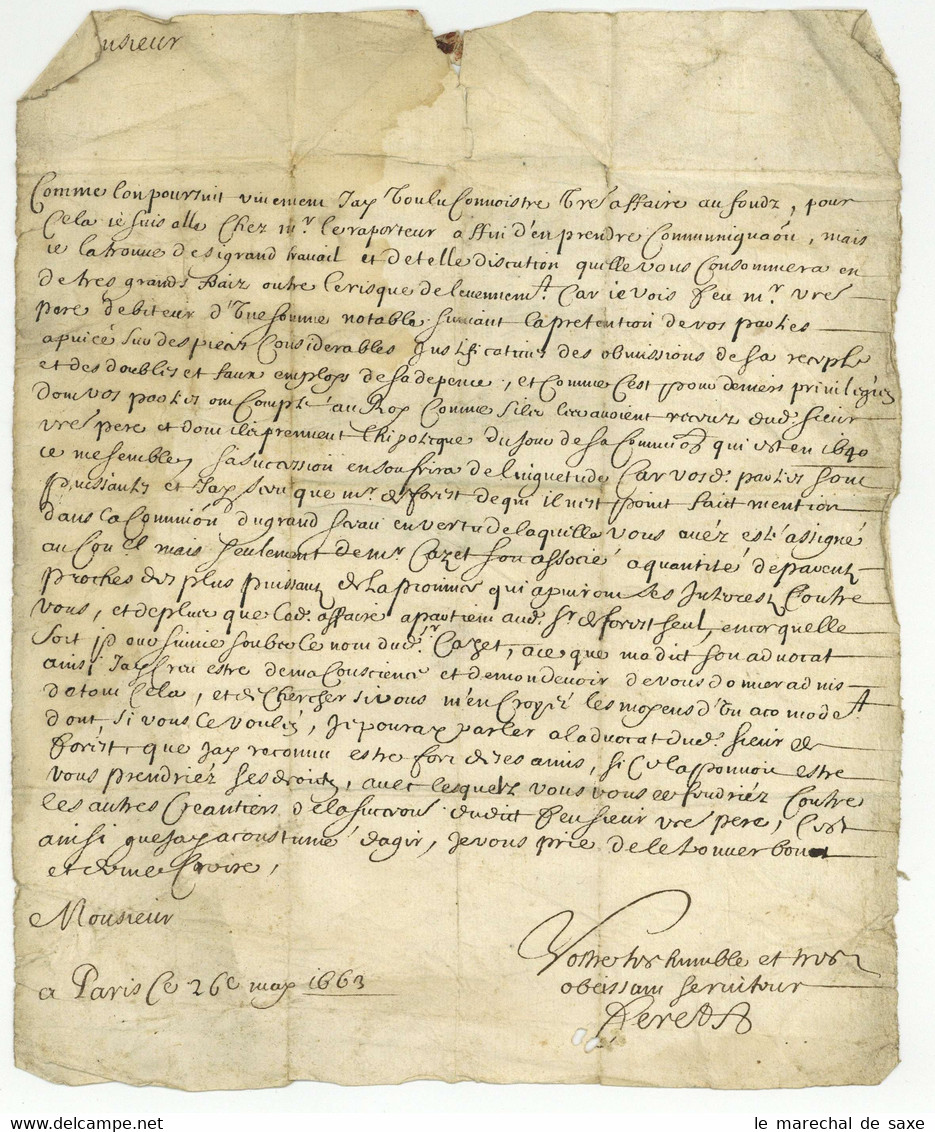 Paris 1663 Pour Caen Taxe 3 Sols? - ....-1700: Vorläufer