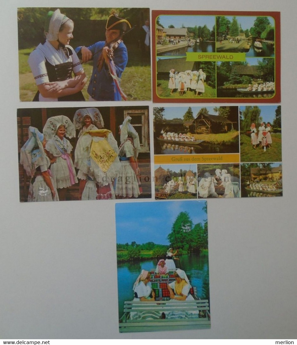 D180605 Spreewald - Blota - Schleife Slepo - Borkowy Burg  Costumes Floklore Trachten      Lot Of 5 Postcards - Burg (Spreewald)