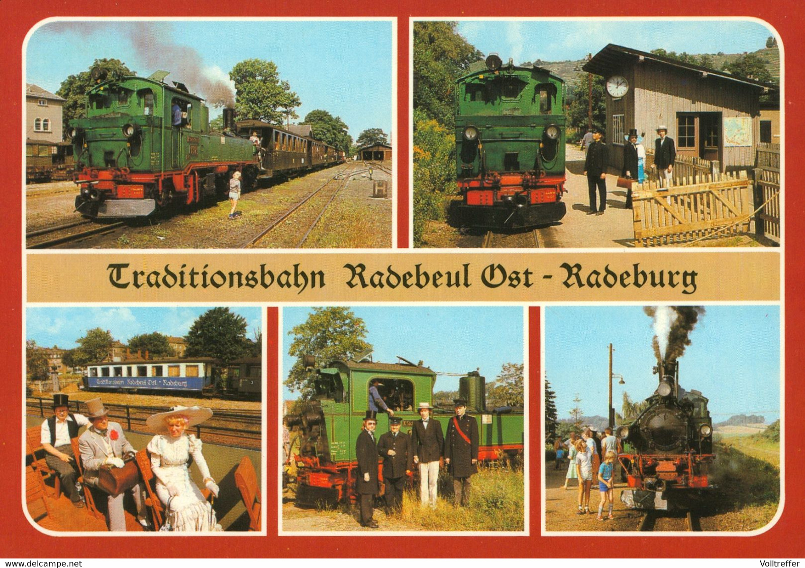 DDR AK Radebeul, Traditionsbahn Radebeul-Ost Radeburg, Lok Mit Zugpersonal, Fotohalt In Friedewald U.a. - Radebeul