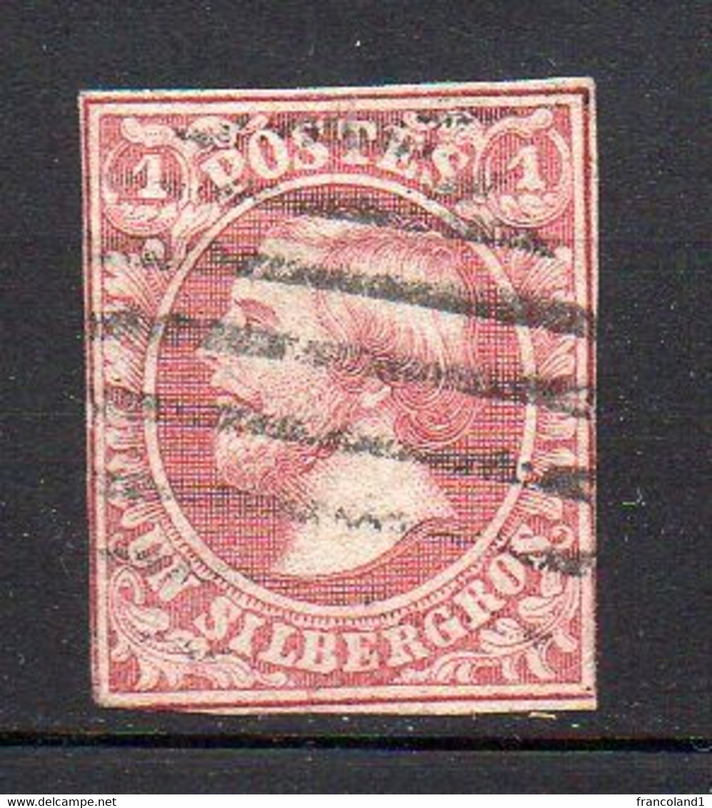 1852 Lussemburgo Guglielmo III  1 S Rosso Timbrato Used - 1852 Guillaume III