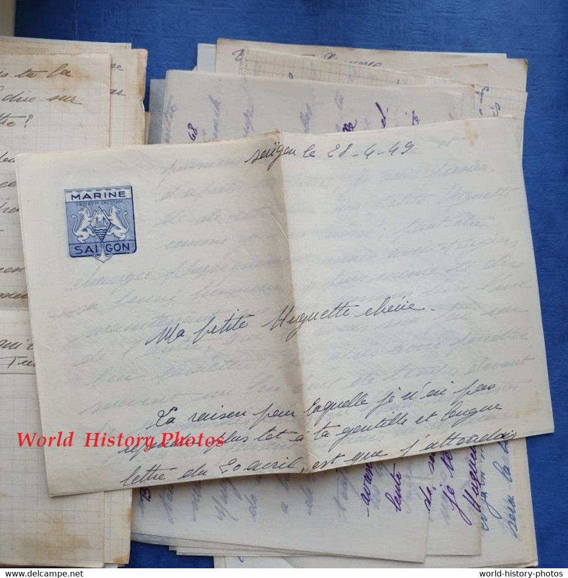 + de 35 lettres & 1 photo du Matelot Pierre PHILIPPE - LST 326 LIAMONE en Indochine - 1947 / 1948 - Marine Nationale