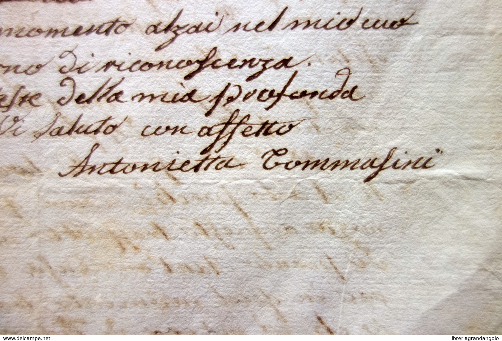 Autografo Antonietta Tommasini Lettera Leopoldo Fidanza Ossian Parma 1806(?) - Other & Unclassified