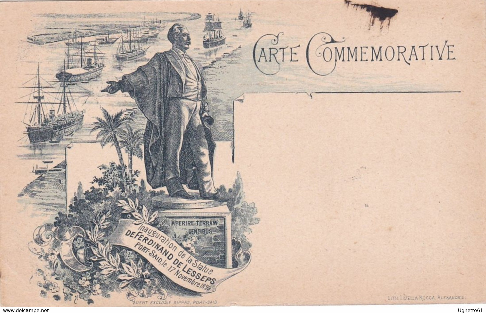 Port Said - Carte Commemorative, Inauguration De La Statue De Ferdinand De Lesseps 17 Novembre 1899 - Port Said