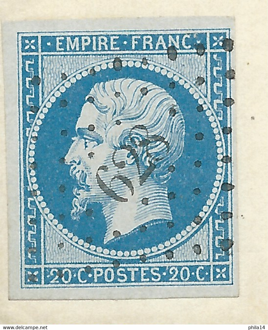 N° 14 BLEU NAPOLEON SUR LETTRE / CASTEL JALOUX POUR AGEN / 28 JUIN 1861 / PC 628 IND 4 - 1849-1876: Période Classique