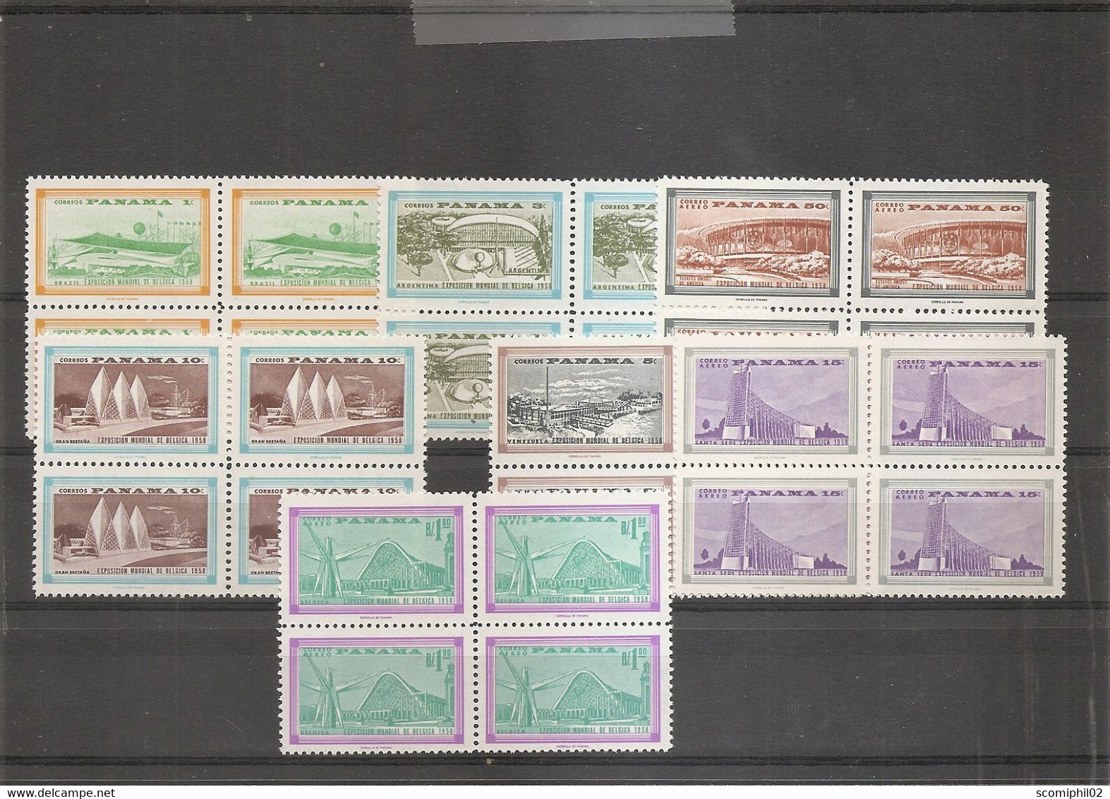 Exposition De Bruxelles -1958 ( 318/321 + PA 193/195 XXX -MNH En Blocs De 4 - Du Panama) - 1958 – Brüssel (Belgien)