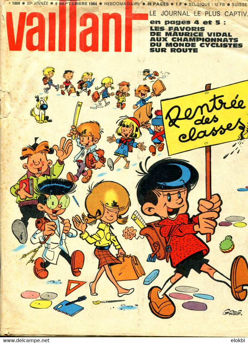 Vaillant Le Journal Le Plus Captivant N°1008 Du 6 Septembre  1964 - La Rentrée Scolaire - Vaillant