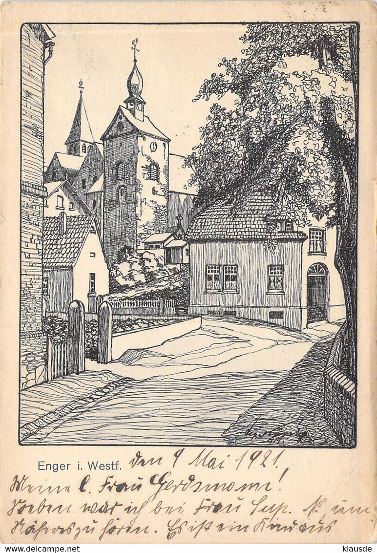 Enger I. W. Kirche (Künstlerkarte) 1921 - Enger