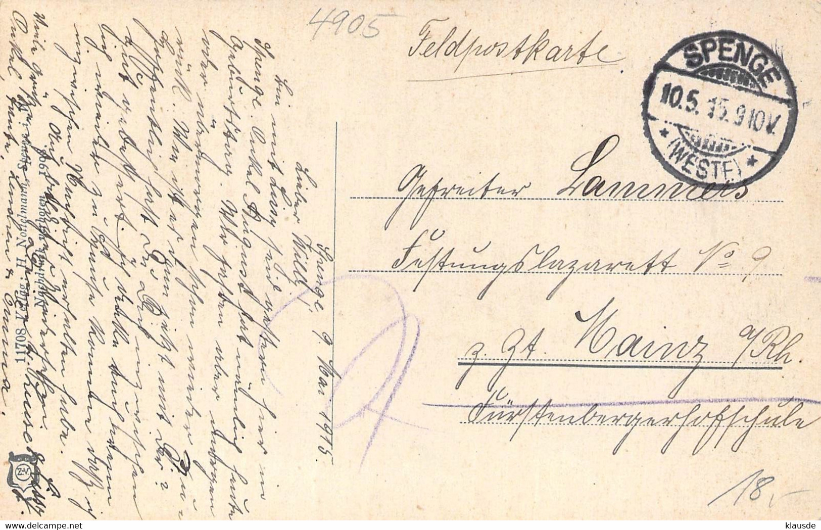 Sprenge - Rittergut Werburg Feldpost 1915 - Herford