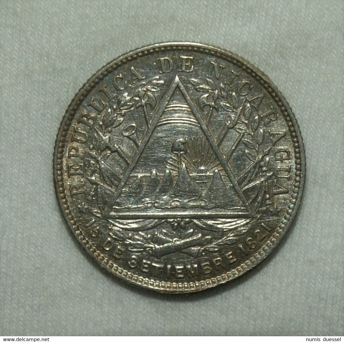 Silber/Silver Nicaragua Independence Of The Republic 1821, 1887 H, 20 Centavos UNC - Nicaragua