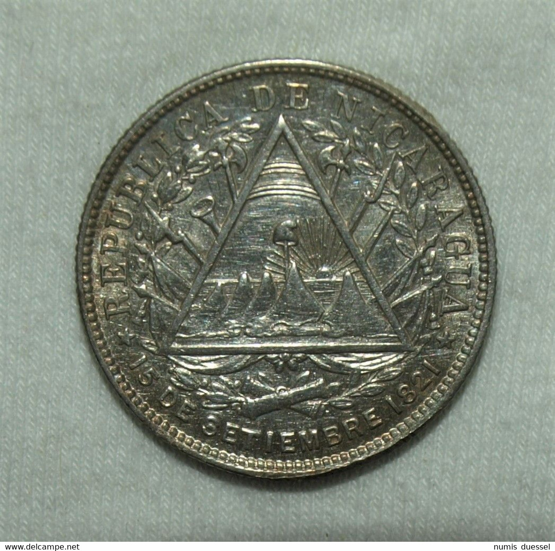 Silber/Silver Nicaragua Independence Of The Republic 1821, 1887 H, 20 Centavos UNC - Nicaragua