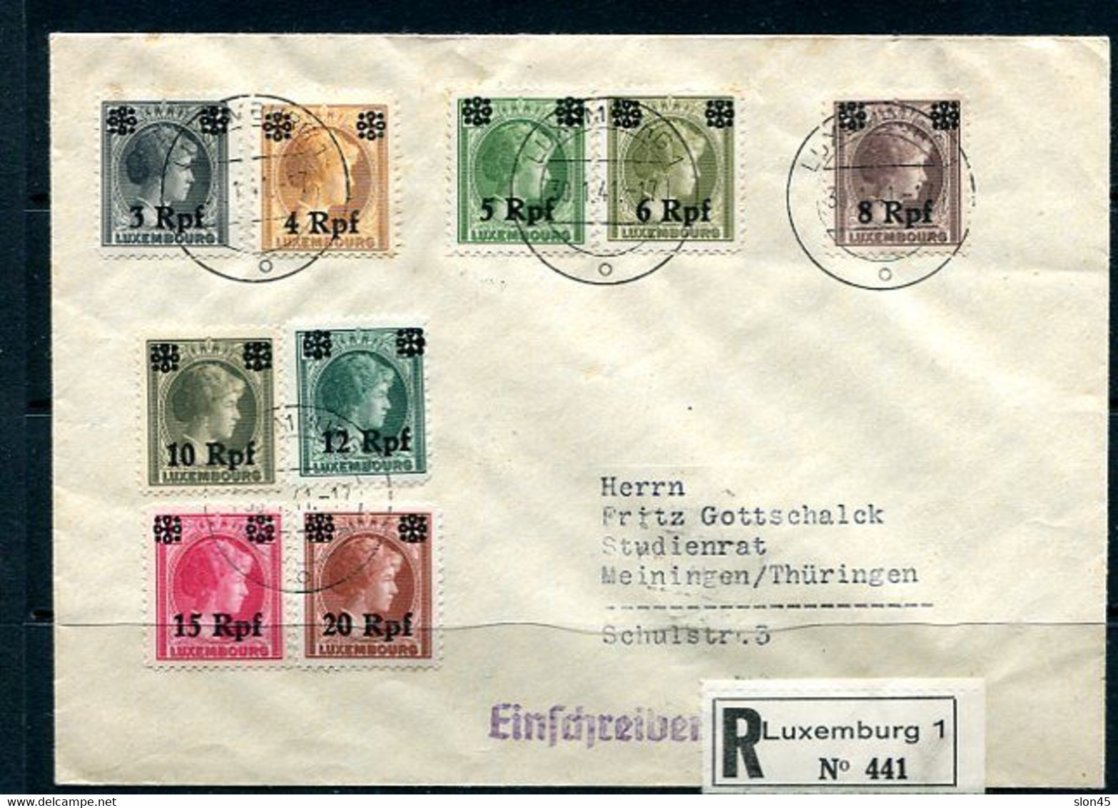 Luxembourg  German Occ. 1941 WWII Register Cover Meiningen 10758 - 1940-1944 Occupation Allemande