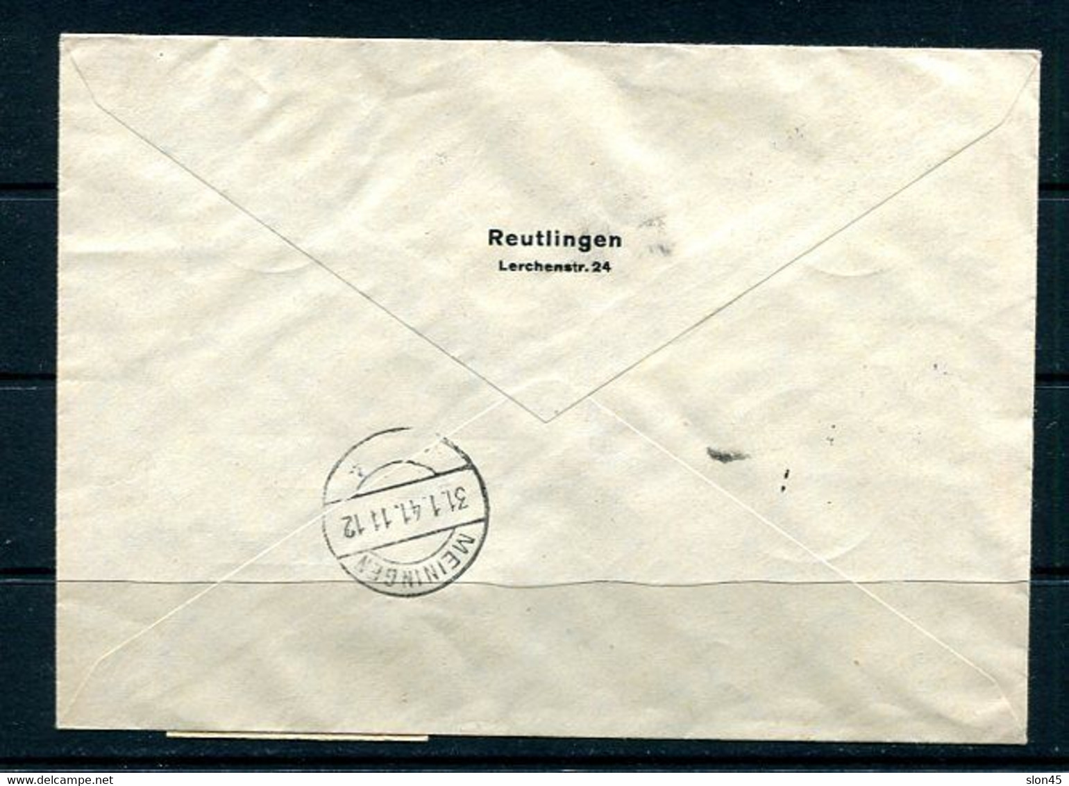 Luxembourg  German Occ. 1941 WWII Register Cover Meiningen 10758 - 1940-1944 Occupation Allemande