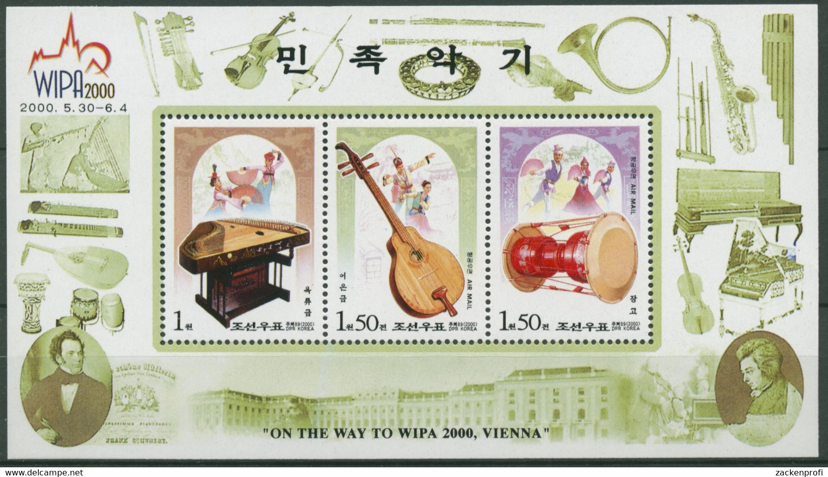 Korea (Nord) 2000 WIPA 2000: Musikinstrumente Block 466 Postfrisch (C30503) - Corea Del Nord