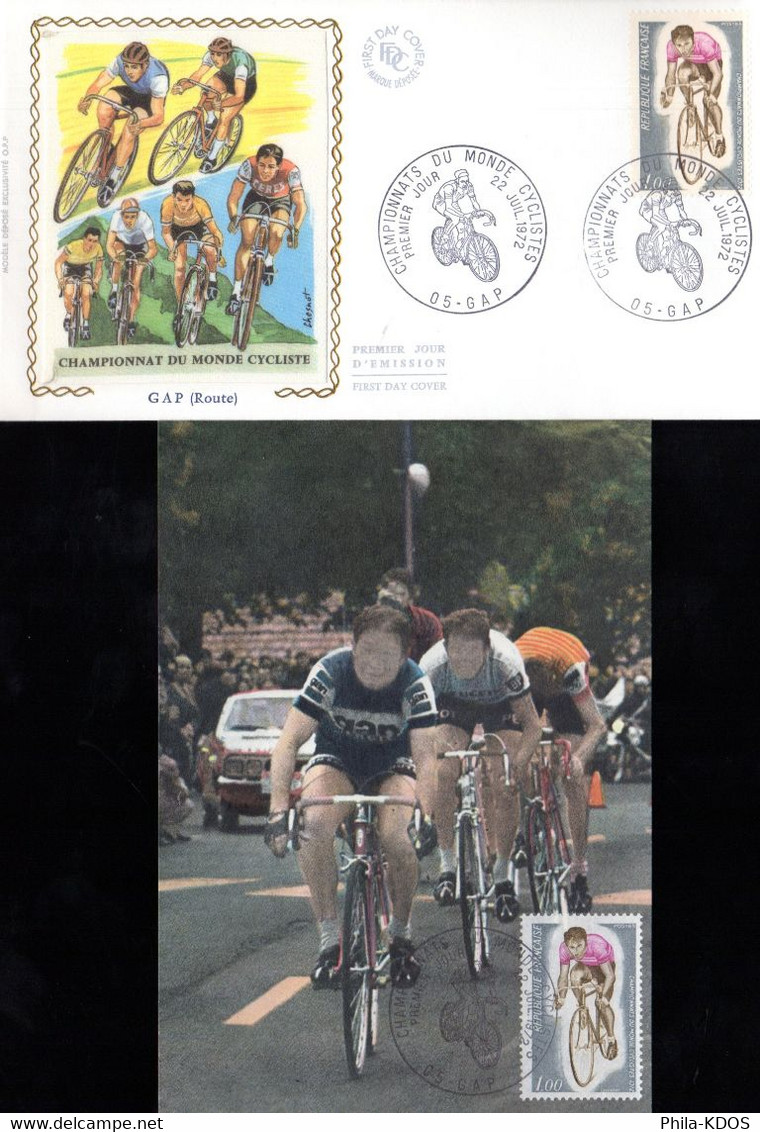 " CHAMPIONNATS DU MONDE CYCLISTE " Sur LOT (Enveloppe 1er Jour Et Carte Maximum) De 19721 N° YT 1724 CM FDC - Radsport