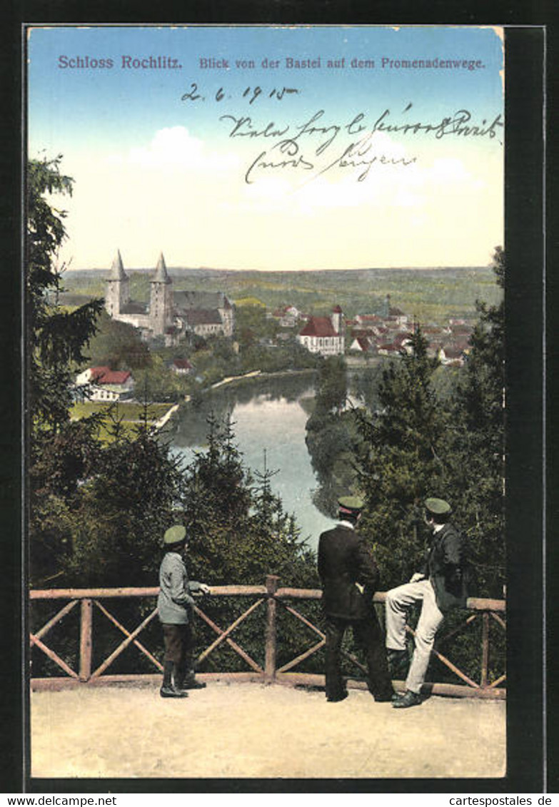 AK Rochlitz, Blick Von Der Bastei Auf Dem Promenadenweg Mit Schloss - Rochlitz