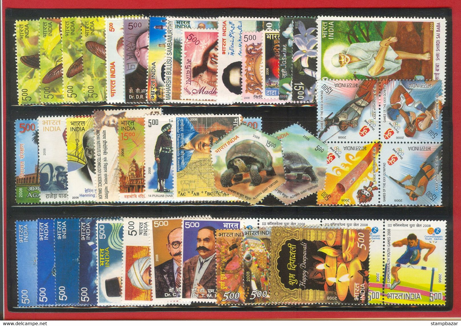 India 2008 Inde Indien  Year Pack Full Complete Set Of 79 Stamps Assorted Topics MNH - Komplette Jahrgänge