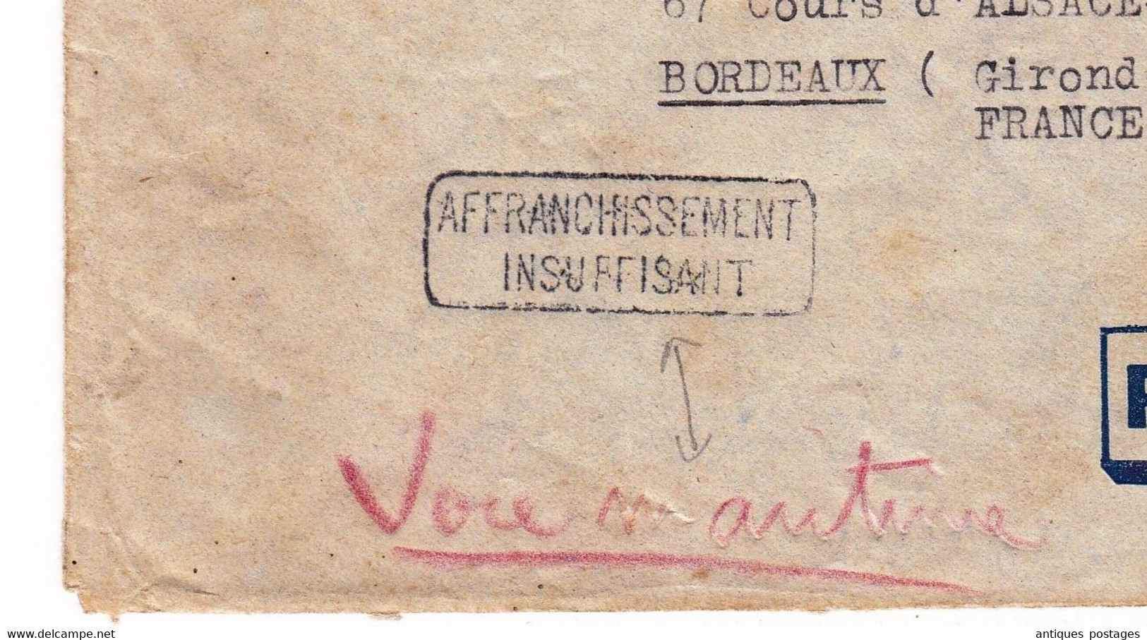 Lettre Madagascar Tamatave 1949 Gerbeaud Au Sanglier De Russie Bordeaux Gironde - Briefe U. Dokumente