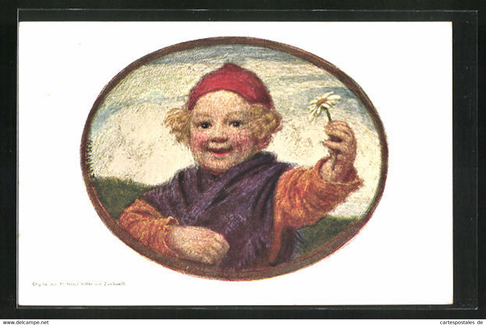 Künstler-AK Ludwig Von Zumbusch: Kind Mit Blume In Der Hand, Ganzsache, PP 27 E8 - Zumbusch, Ludwig V.
