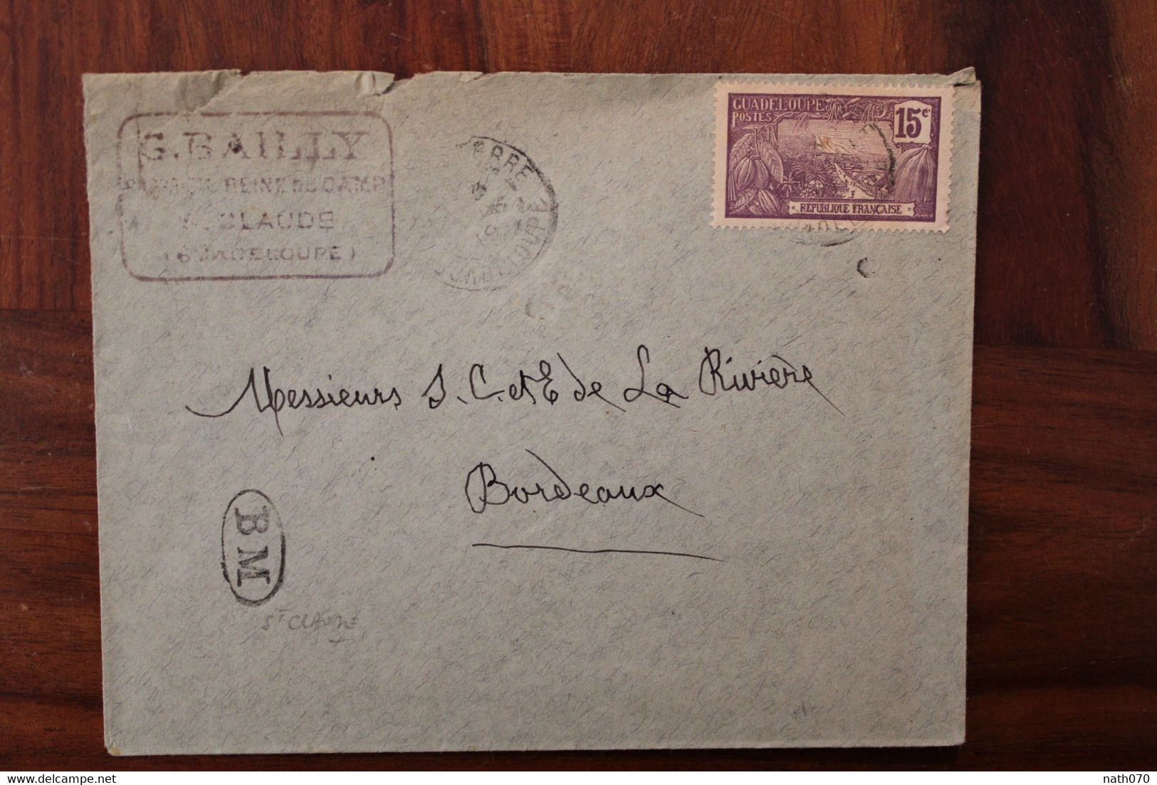 Guadeloupe 1919 Oblit. Saint St Claude BM Boîte Mobile Cover Mail Colonies DOM TOM - Lettres & Documents