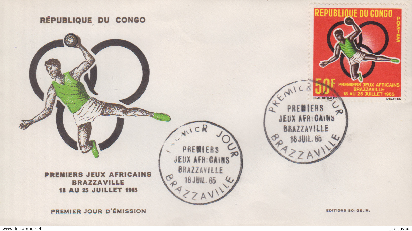 Enveloppe  FDC  1er  Jour   CONGO     Premiers  Jeux  Africains   BRAZZAVILLE    1965 - FDC