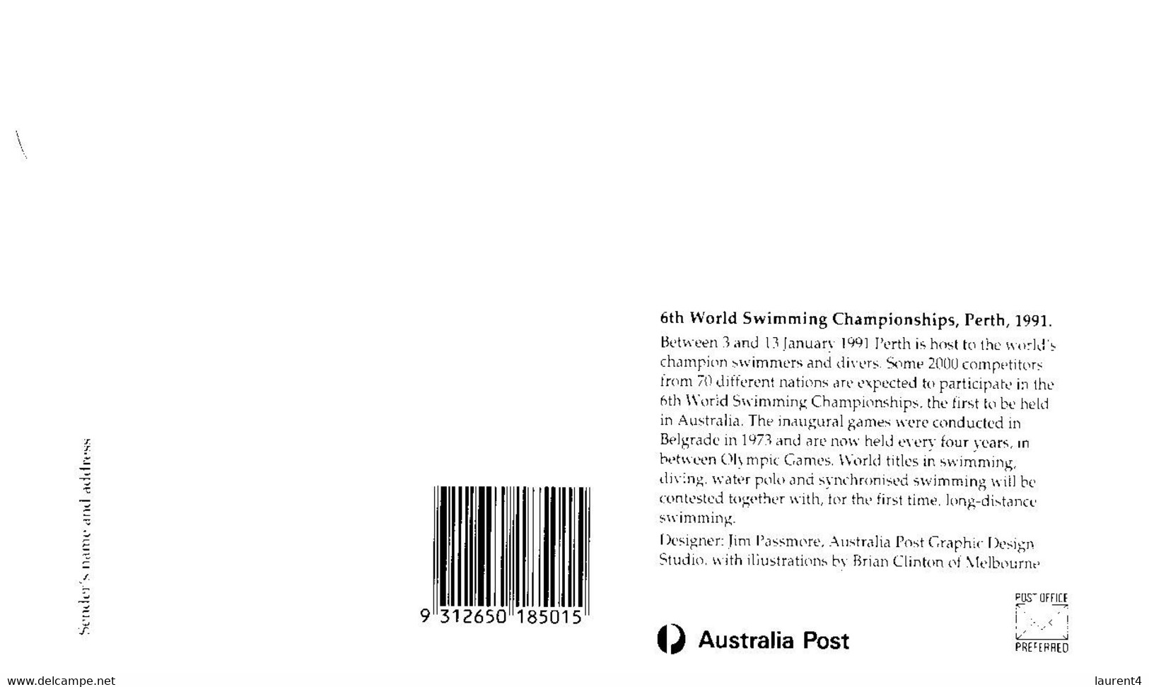 (SS )1 Australian FDC Cover - 6 World Swimming Championship 1991 - Diving - Tauchen