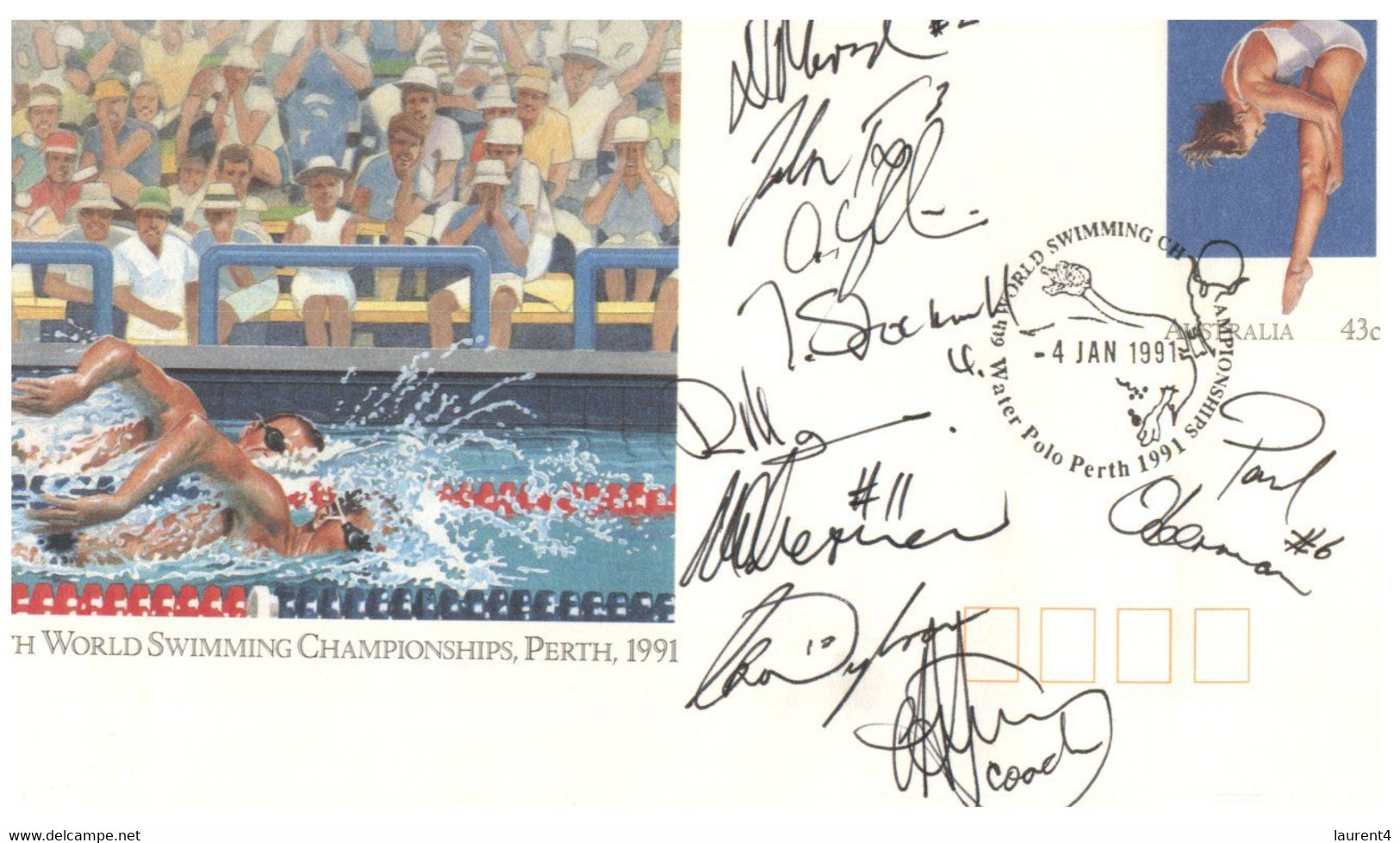 (SS )1 Australian FDC Cover - 6 World Swimming Championship 1991 - Signed By Water Polo Team - Water Polo