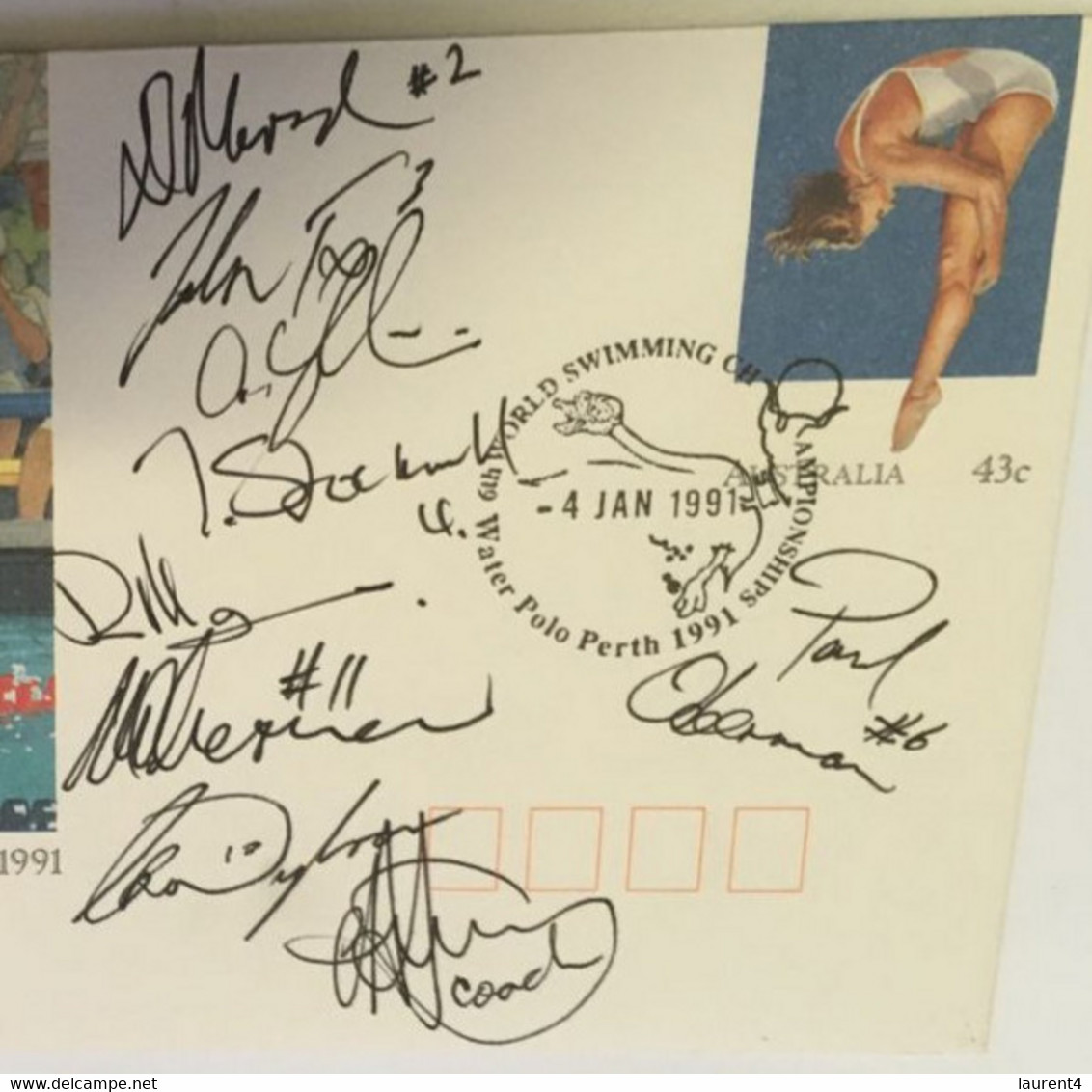 (SS )1 Australian FDC Cover - 6 World Swimming Championship 1991 - Signed By Water Polo Team - Water-Polo