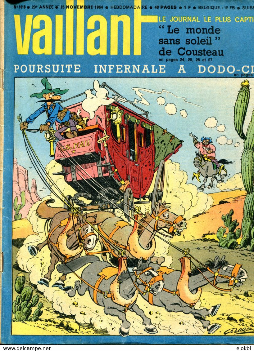 Vaillant Le Journal Le Plus Captivant N°1018 Du 15 Novembre 1964 - Reportage "Le Monde Sans Soleil" De Cousteau - Vaillant