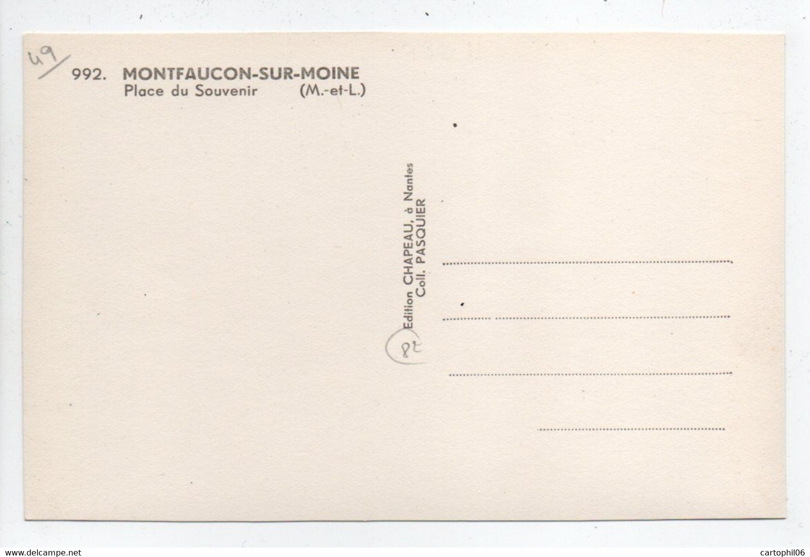 - CPSM MONTFAUCON-SUR-MOINE (49) - Place Du Souvenir - Edition CHAPEAU 992 - - Montfaucon