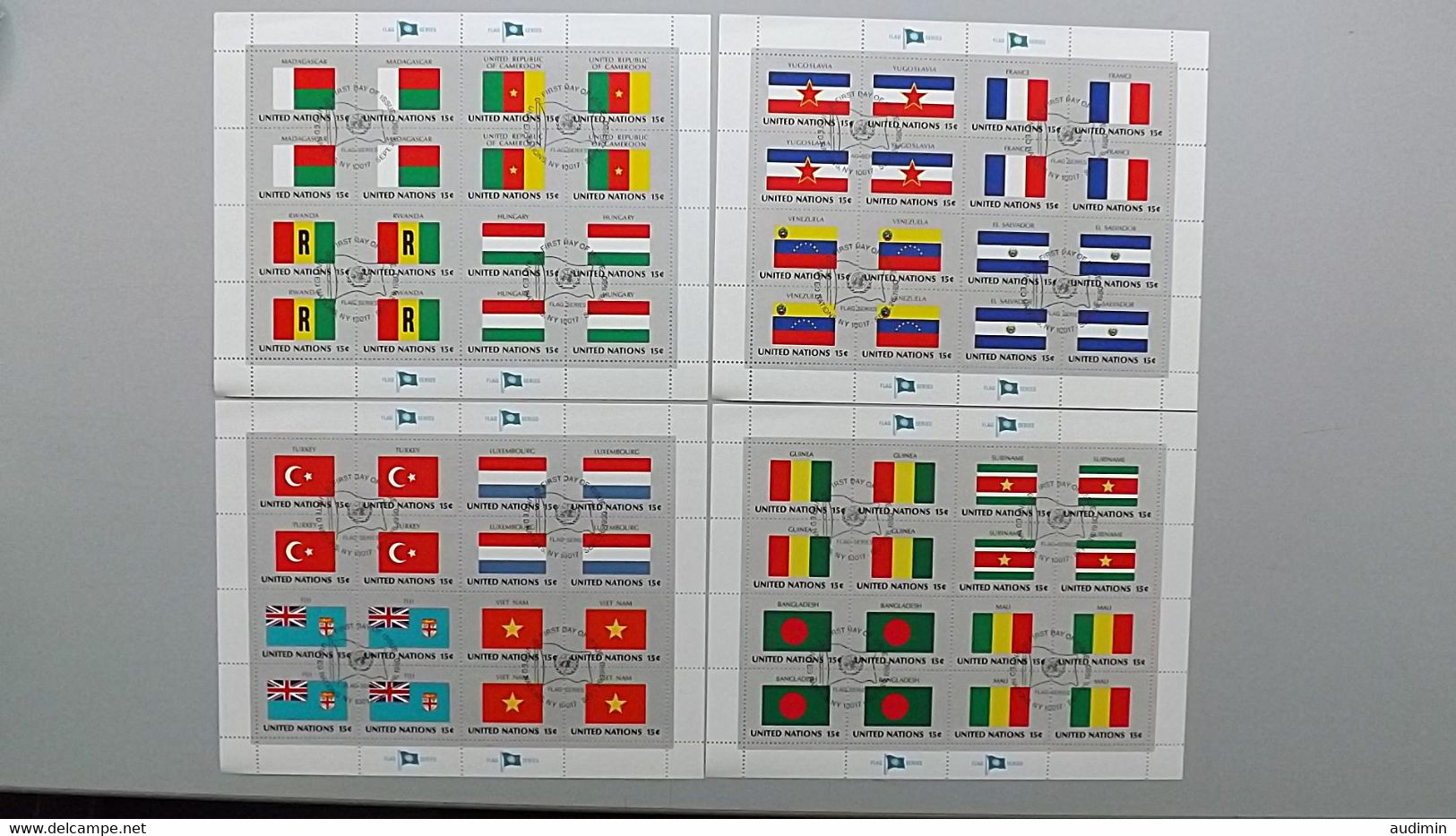 UNO-New York 348/63 Oo/ESST KB/sheet, Flaggen Der UNO-Mitgliedstaaten (I) - Usati