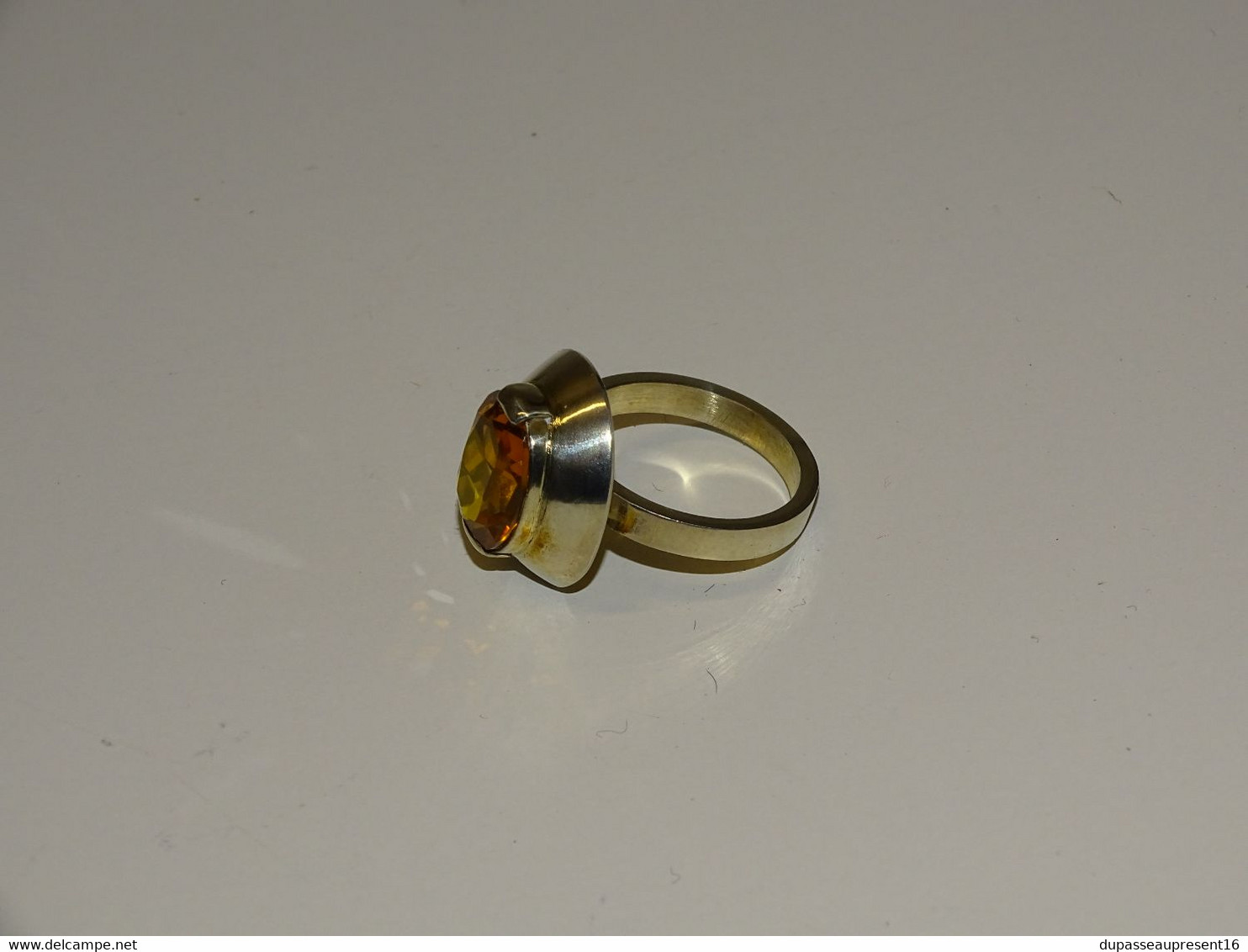 *BELLE BAGUE ANNEES 70 ARGENT & IMPORTANTE CITRINE CREATION JOAILLIER J.TRUFELLI BIJOU VINTAGE BIJOU ANCIEN E