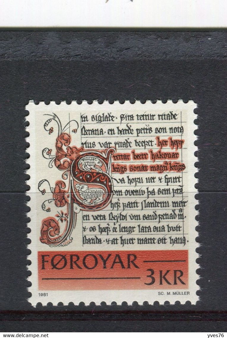 ILES FEROE - Y&T N° 61** - MNH - Ecrit Historique - Isole Faroer