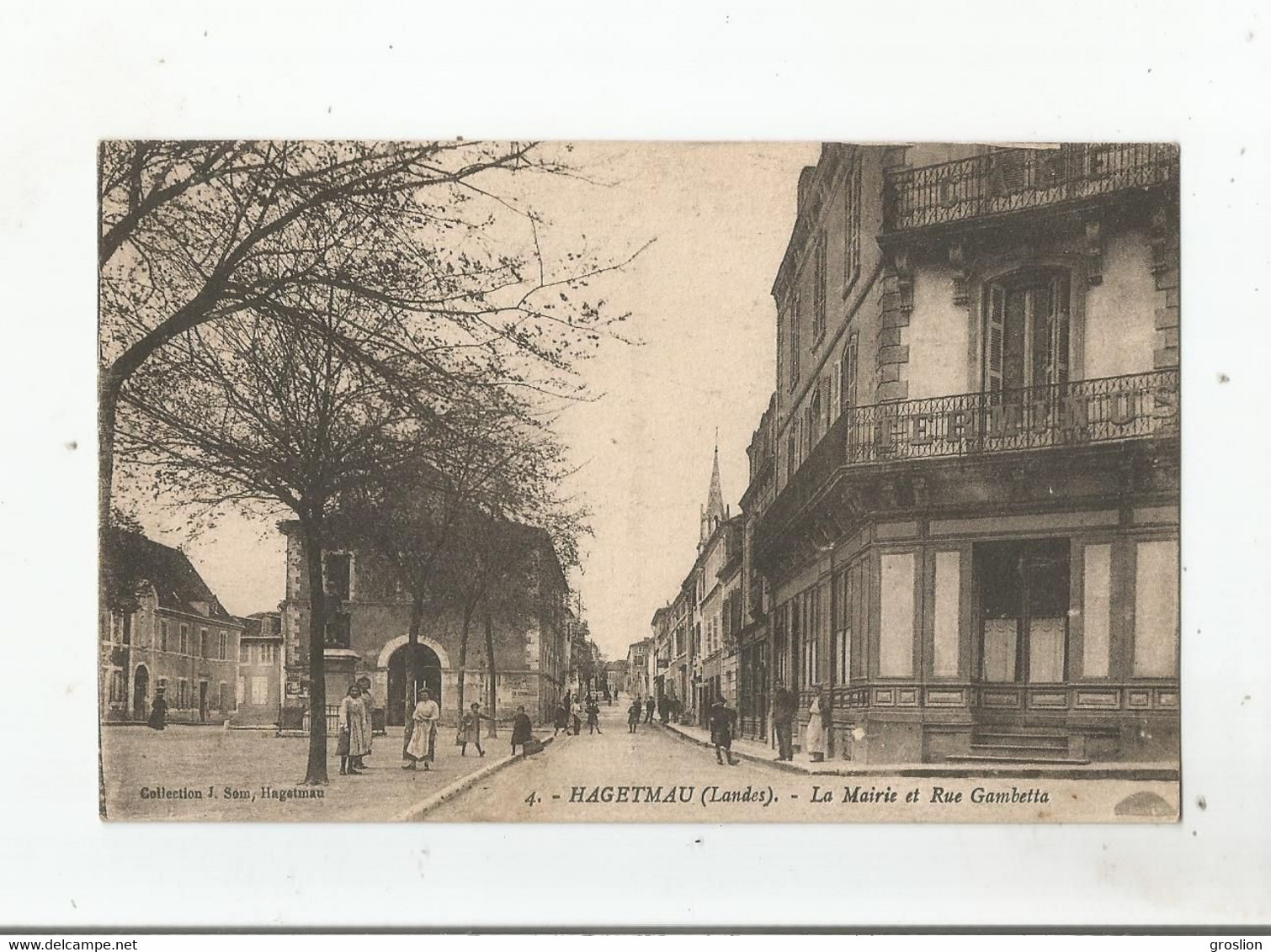 HAGETMAU (LANDES) 4 LA MAIRIE ET RUE GAMBETTA (HOTEL TERMINUS ET PETITE ANIMATION) 1925 - Hagetmau