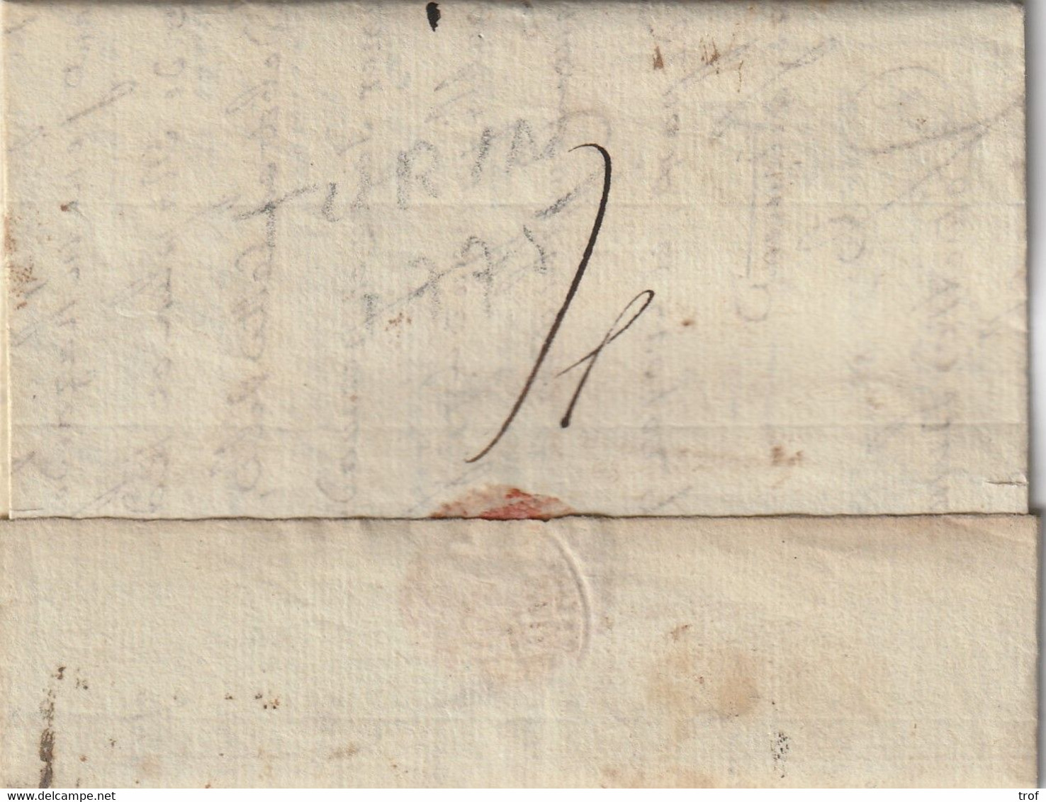 Marque Postale Turin Du 19 Avril1775 Pour Grenoble. Taxe à La Plume 16 Et 4 Au Verso - 1701-1800: Precursors XVIII