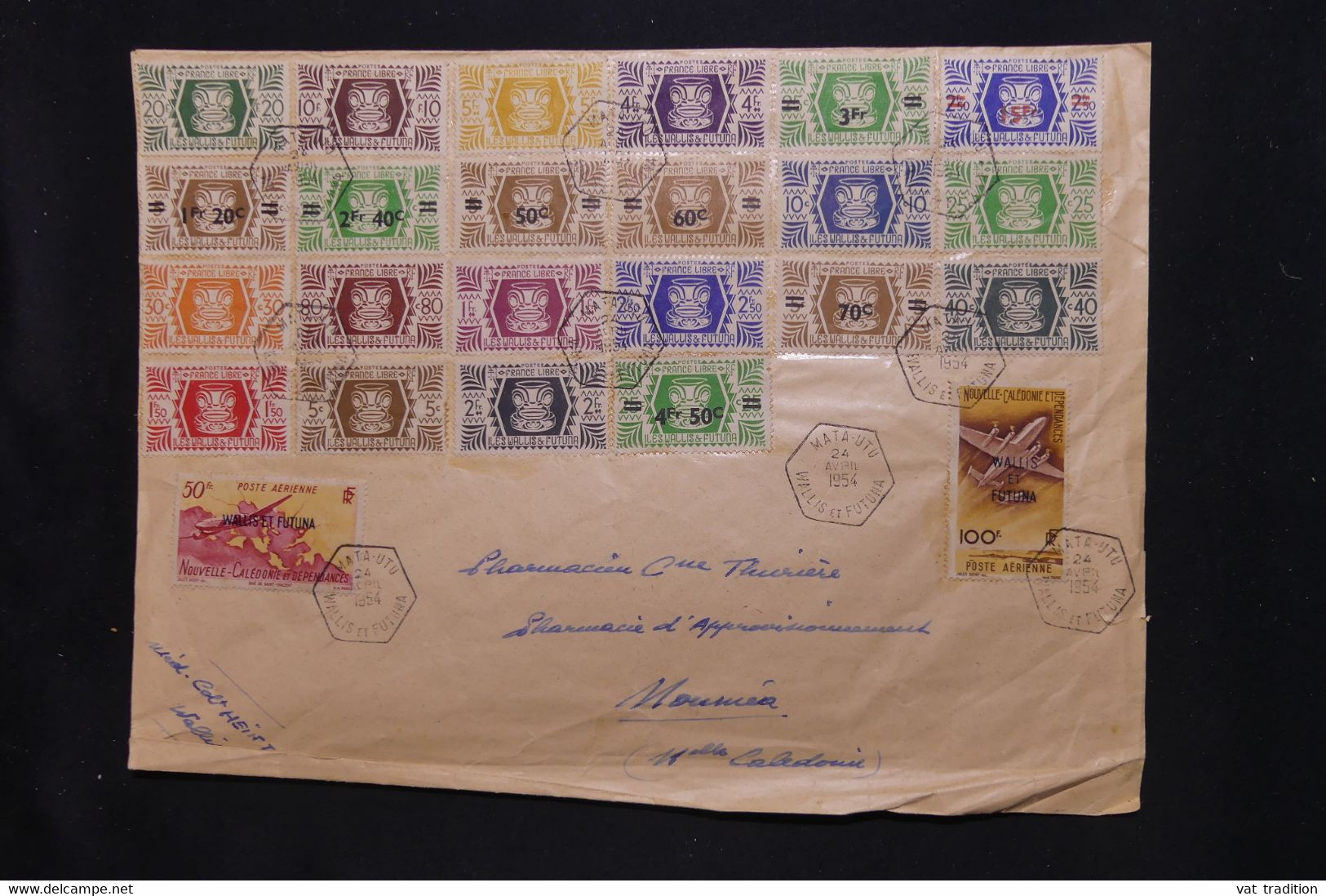 WALLIS ET FUTUNA - Grande Enveloppe De Mata Utu Pour Nouméa En 1954, Affranchissement Varié, à Voir - L 100336 - Lettres & Documents