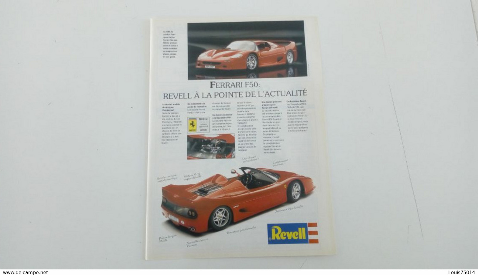 Miniature Rewell Ferrari F50 - Publicité De Presse - Autres & Non Classés