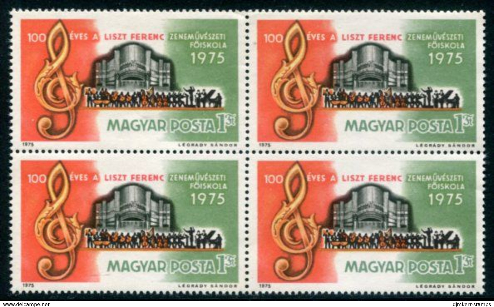 HUNGARY 1975 Centenary Of Liszt Music School Block Of 4 MNH / **.  Michel 3080 - Nuovi