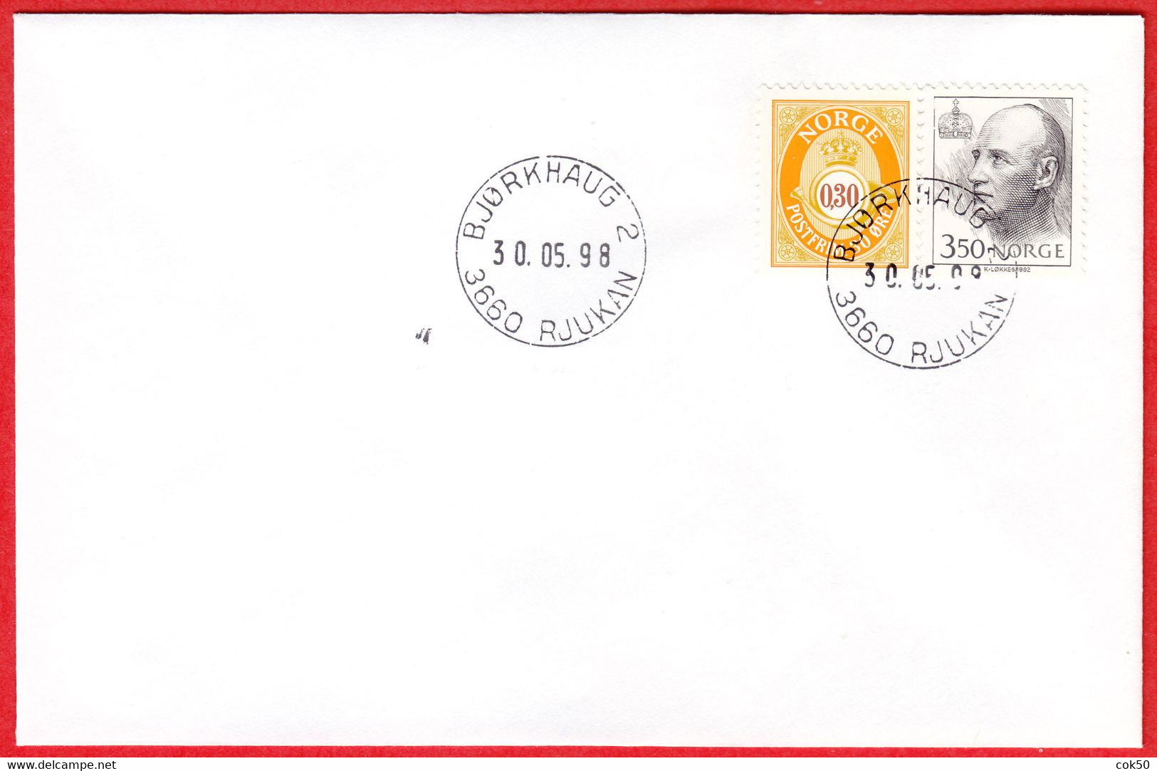 NORWAY - 3660 RJUKAN/BJØRKHAUG 2 (Telemark County) = Vestf./Telem. From 2020 Last Day/postoffice Closed On 1998.05.30 - Local Post Stamps