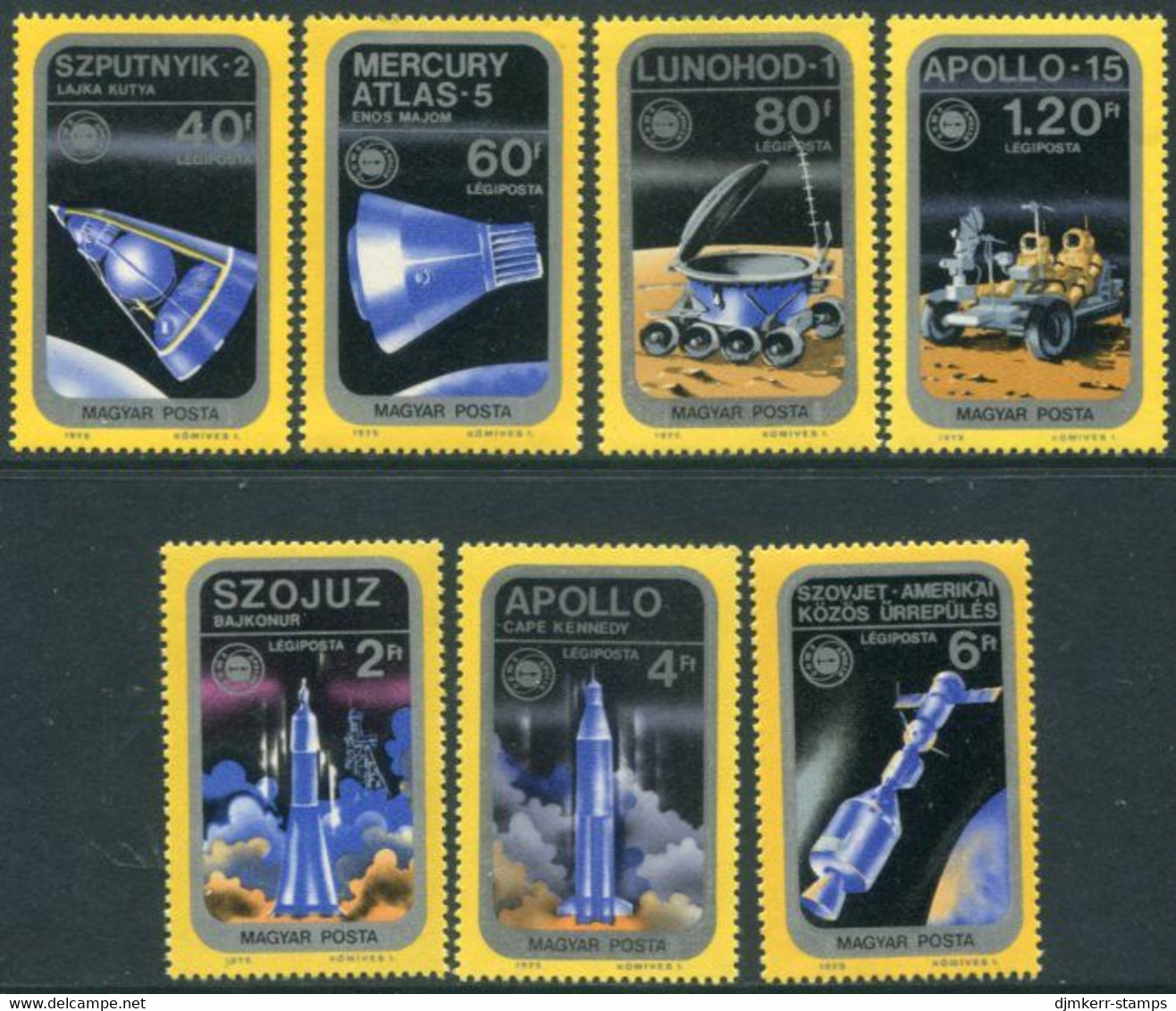 HUNGARY 1975 Apollo-Soyuz Joint Space Mission MNH / **.  Michel 3046-52 - Unused Stamps