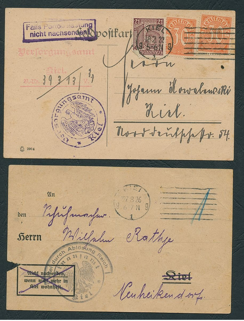 DT.REICH 1919/26, LOT AUS 5 GS MIT KIELER MAS-STPL G1g AUS 5 VERSCH. JAHREN - Otros & Sin Clasificación