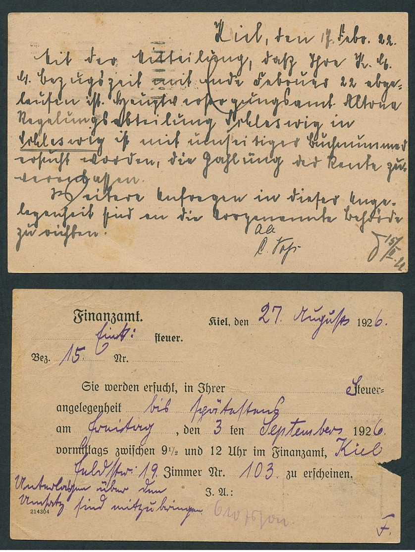 DT.REICH 1919/26, LOT AUS 5 GS MIT KIELER MAS-STPL G1g AUS 5 VERSCH. JAHREN - Otros & Sin Clasificación